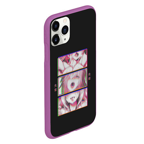 Чехол iPhone 11 Pro матовый Ahegao девушка / 3D-Фиолетовый – фото 2