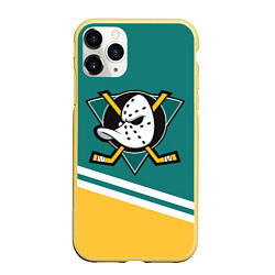 Чехол iPhone 11 Pro матовый Анахайм Дакс, NHL, цвет: 3D-желтый
