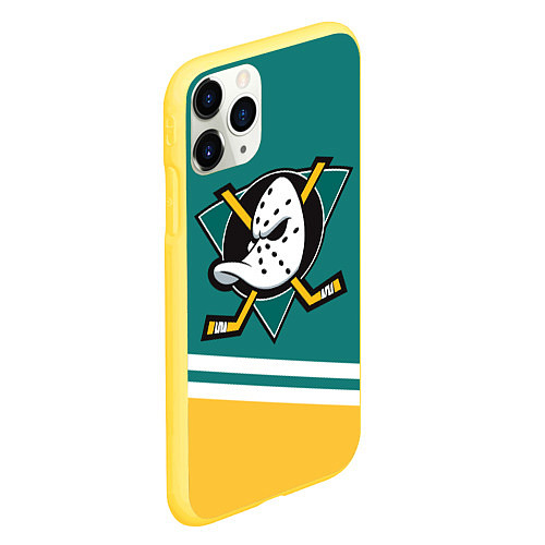 Чехол iPhone 11 Pro матовый Анахайм Дакс, NHL / 3D-Желтый – фото 2