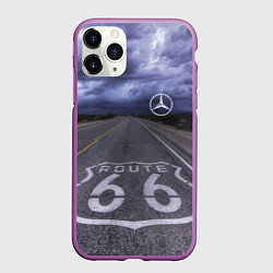 Чехол iPhone 11 Pro матовый Мерседес, трасса 66, цвет: 3D-фиолетовый
