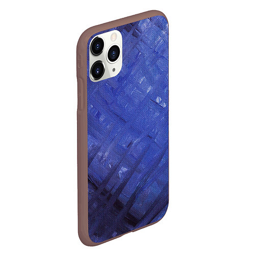 Чехол iPhone 11 Pro матовый Синие акварельные мазки / 3D-Коричневый – фото 2