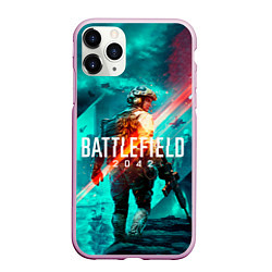 Чехол iPhone 11 Pro матовый Battlefield 2042 игровой арт, цвет: 3D-розовый