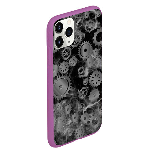 Чехол iPhone 11 Pro матовый Механизм и дым, стимпанк / 3D-Фиолетовый – фото 2