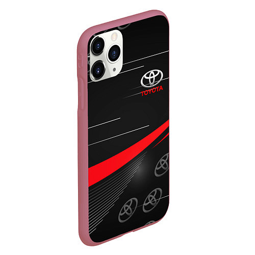 Чехол iPhone 11 Pro матовый ТОЙОТА TOYOTA RED LINES / 3D-Малиновый – фото 2