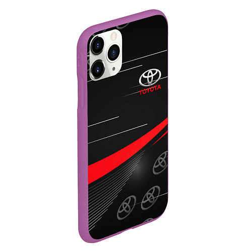 Чехол iPhone 11 Pro матовый ТОЙОТА TOYOTA RED LINES / 3D-Фиолетовый – фото 2