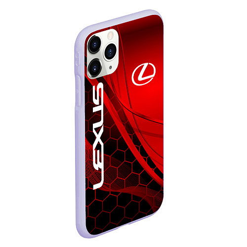 Чехол iPhone 11 Pro матовый LEXUS RED GEOMETRY ЛЕКСУС / 3D-Светло-сиреневый – фото 2