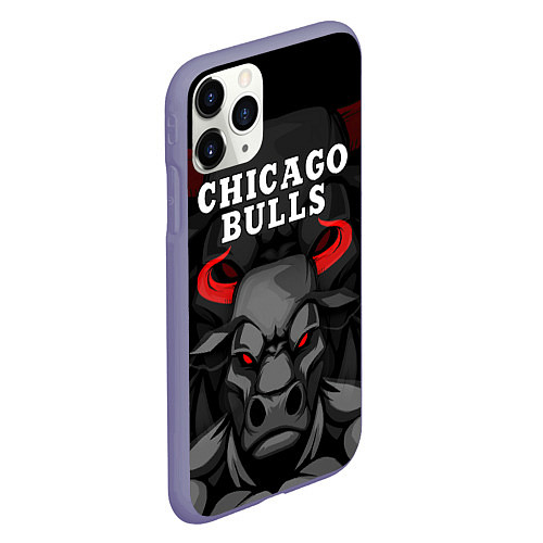 Чехол iPhone 11 Pro матовый CHICAGO BULLS ЯРОСТНЫЙ БЫК / 3D-Серый – фото 2