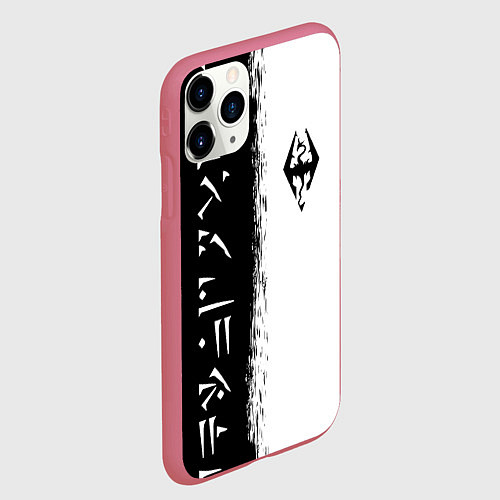 Чехол iPhone 11 Pro матовый THE ELDER SCROLLS SKYRIM FUS RO DAH ЧЁРНО БЕЛЫЙ / 3D-Малиновый – фото 2