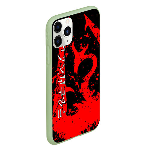 Чехол iPhone 11 Pro матовый TES RED DRAGON, FUS RO DAH SYMBOL / 3D-Салатовый – фото 2