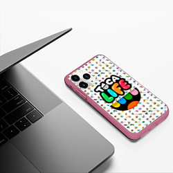 Чехол iPhone 11 Pro матовый Toca Boca Тока Бока Паттерн, цвет: 3D-малиновый — фото 2
