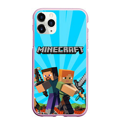 Чехол iPhone 11 Pro матовый МАЙНКРАФТ ГЕРОИ ИГРЫ MINECRAFT, цвет: 3D-розовый