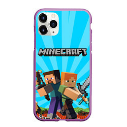 Чехол iPhone 11 Pro матовый МАЙНКРАФТ ГЕРОИ ИГРЫ MINECRAFT, цвет: 3D-фиолетовый