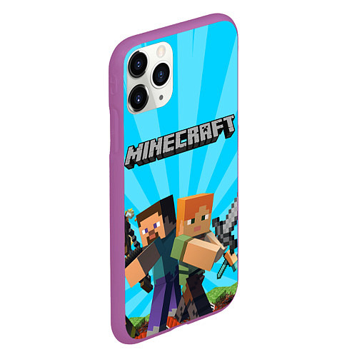 Чехол iPhone 11 Pro матовый МАЙНКРАФТ ГЕРОИ ИГРЫ MINECRAFT / 3D-Фиолетовый – фото 2