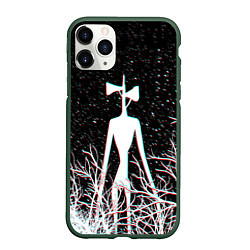Чехол iPhone 11 Pro матовый СИРЕНОГОЛОВЫЙ ГЛИТЧ ЛЕС, КОСМОС, цвет: 3D-темно-зеленый