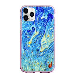 Чехол iPhone 11 Pro матовый Сползающие краски, цвет: 3D-розовый