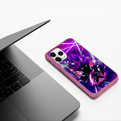 Чехол iPhone 11 Pro матовый Гоку Блек Anime Dragon Ball Super Saiyan, цвет: 3D-малиновый — фото 2