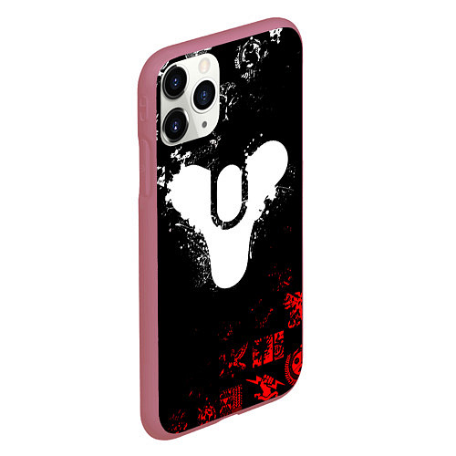 Чехол iPhone 11 Pro матовый DESTINY 2 RED & WHITE PATTERN LOGO / 3D-Малиновый – фото 2