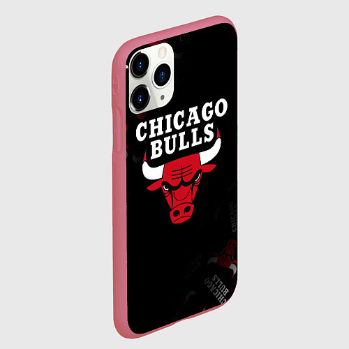 Чехол iPhone 11 Pro матовый ЧИКАГО БУЛЛС БЫКИ CHICAGO BULLS / 3D-Малиновый – фото 2