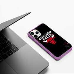 Чехол iPhone 11 Pro матовый ЧИКАГО БУЛЛС БЫКИ CHICAGO BULLS, цвет: 3D-фиолетовый — фото 2