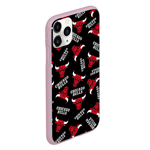 Чехол iPhone 11 Pro матовый CHICAGO BULLS БЫКИ УЗОР / 3D-Розовый – фото 2