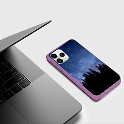 Чехол iPhone 11 Pro матовый НОЧНОЙ ЛЕС И ЗВЕЗДЫ, цвет: 3D-фиолетовый — фото 2