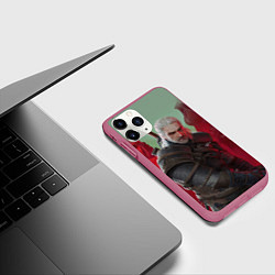 Чехол iPhone 11 Pro матовый ВЕДЬМАК THE WITCHER ГЕРАЛЬТ С МЕЧОМ, цвет: 3D-малиновый — фото 2