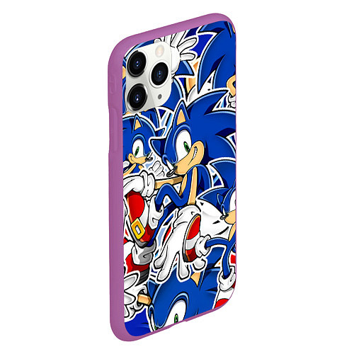 Чехол iPhone 11 Pro матовый SONIC ПАТТЕРН СОНИК / 3D-Фиолетовый – фото 2