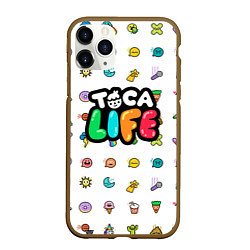 Чехол iPhone 11 Pro матовый Логотип Toca Boca Тока Бока, цвет: 3D-коричневый