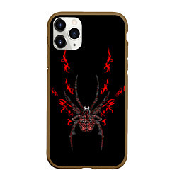 Чехол iPhone 11 Pro матовый Красно белый паук, цвет: 3D-коричневый