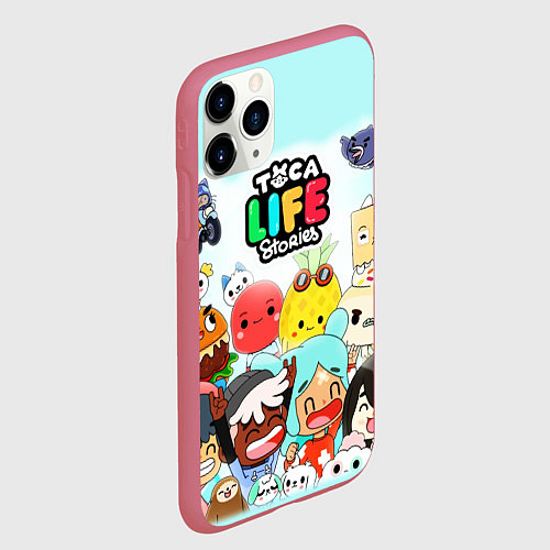 Чехол iPhone 11 Pro матовый Toca Boca Тока Бока все персонажи / 3D-Малиновый – фото 2