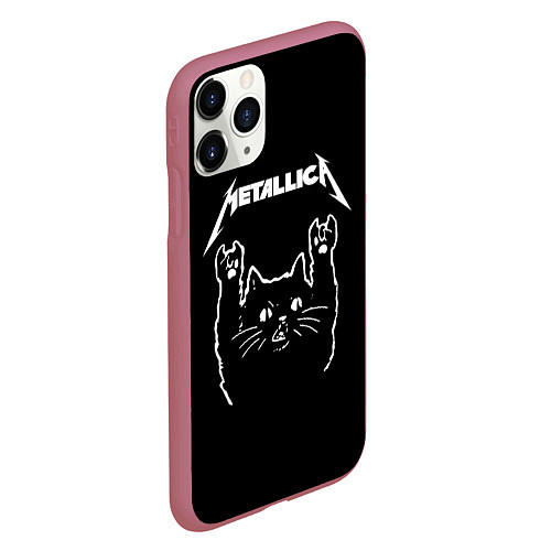 Чехол iPhone 11 Pro матовый Meowtallica / 3D-Малиновый – фото 2