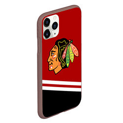 Чехол iPhone 11 Pro матовый Chicago Blackhawks, NHL, цвет: 3D-коричневый — фото 2