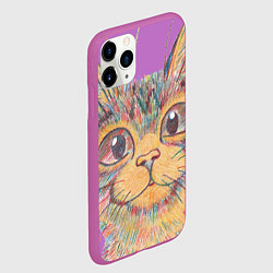 Чехол iPhone 11 Pro матовый A 018 Цветной кот, цвет: 3D-фиолетовый — фото 2