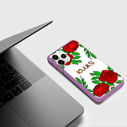 Чехол iPhone 11 Pro матовый Юлия в розах, цвет: 3D-фиолетовый — фото 2