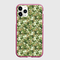 Чехол iPhone 11 Pro матовый Лягушки камуфляж, цвет: 3D-малиновый