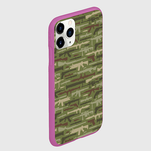 Чехол iPhone 11 Pro матовый Оружие камуфляж / 3D-Фиолетовый – фото 2