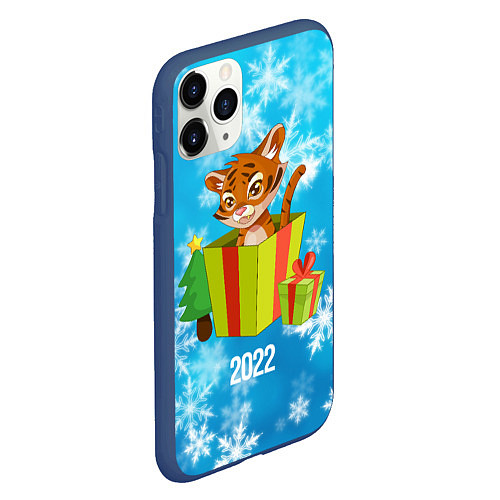Чехол iPhone 11 Pro матовый Тигр в подарочной коробке / 3D-Тёмно-синий – фото 2