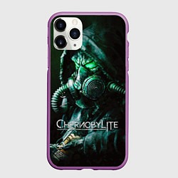 Чехол iPhone 11 Pro матовый Chernobylite - Черный сталкер, цвет: 3D-фиолетовый