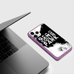 Чехол iPhone 11 Pro матовый Все пацаны на черном фоне Южный Парк, цвет: 3D-фиолетовый — фото 2