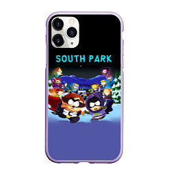 Чехол iPhone 11 Pro матовый Енот и его команда - противостояние Южный Парк, цвет: 3D-светло-сиреневый