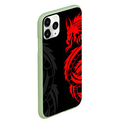 Чехол iPhone 11 Pro матовый КРАСНЫЙ ДРАКОН ТАТУ RED DRAGON TATTOO, цвет: 3D-салатовый — фото 2