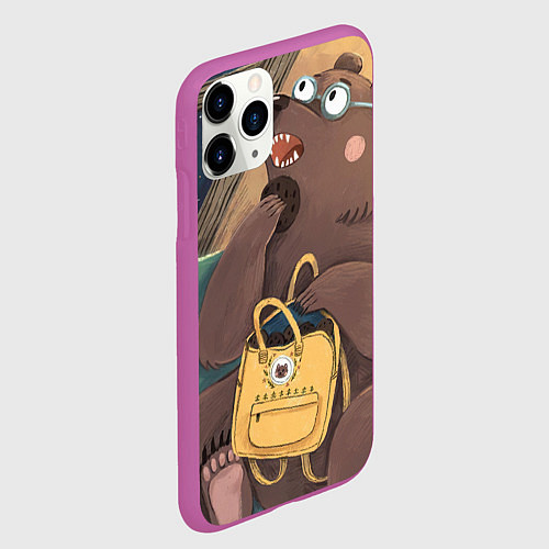 Чехол iPhone 11 Pro матовый Мечтающий медведь / 3D-Фиолетовый – фото 2