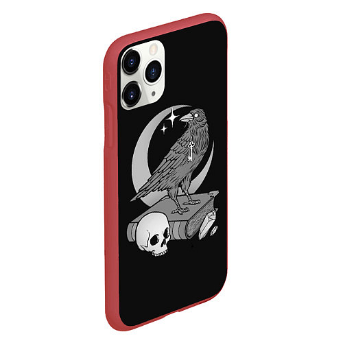 Чехол iPhone 11 Pro матовый Оккультная ворона / 3D-Красный – фото 2