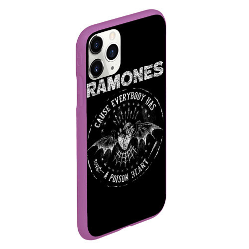 Чехол iPhone 11 Pro матовый Сердце Рамонс / 3D-Фиолетовый – фото 2
