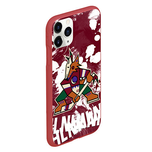 Чехол iPhone 11 Pro матовый Аризона Койотис, НХЛ / 3D-Красный – фото 2