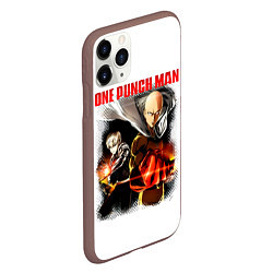 Чехол iPhone 11 Pro матовый Сайтама и Генос One Punch-Man, цвет: 3D-коричневый — фото 2