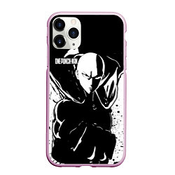 Чехол iPhone 11 Pro матовый Черно-белый Сайтама One Punch-Man, цвет: 3D-розовый