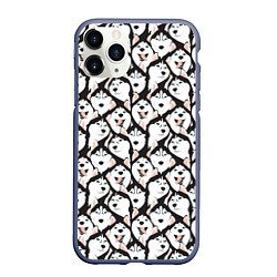 Чехол iPhone 11 Pro матовый Сибирский Хаски Husky, цвет: 3D-серый