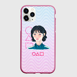 Чехол iPhone 11 Pro матовый Девушка из Игры в кальмара, цвет: 3D-малиновый