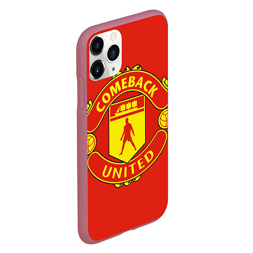 Чехол iPhone 11 Pro матовый Камбек Юнайтед это Манчестер юнайтед / 3D-Малиновый – фото 2